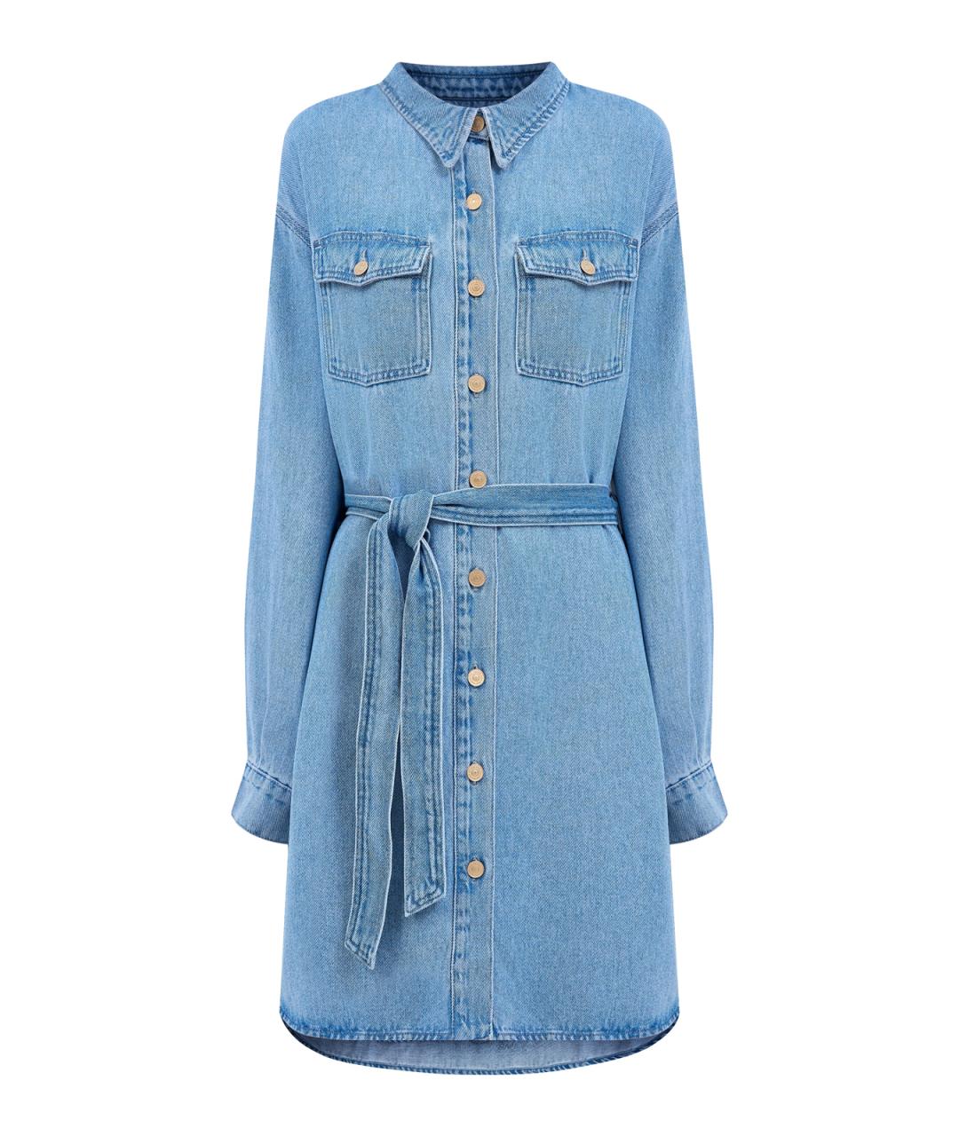 7 FOR ALL MANKIND Голубое деним повседневное платье, фото 1