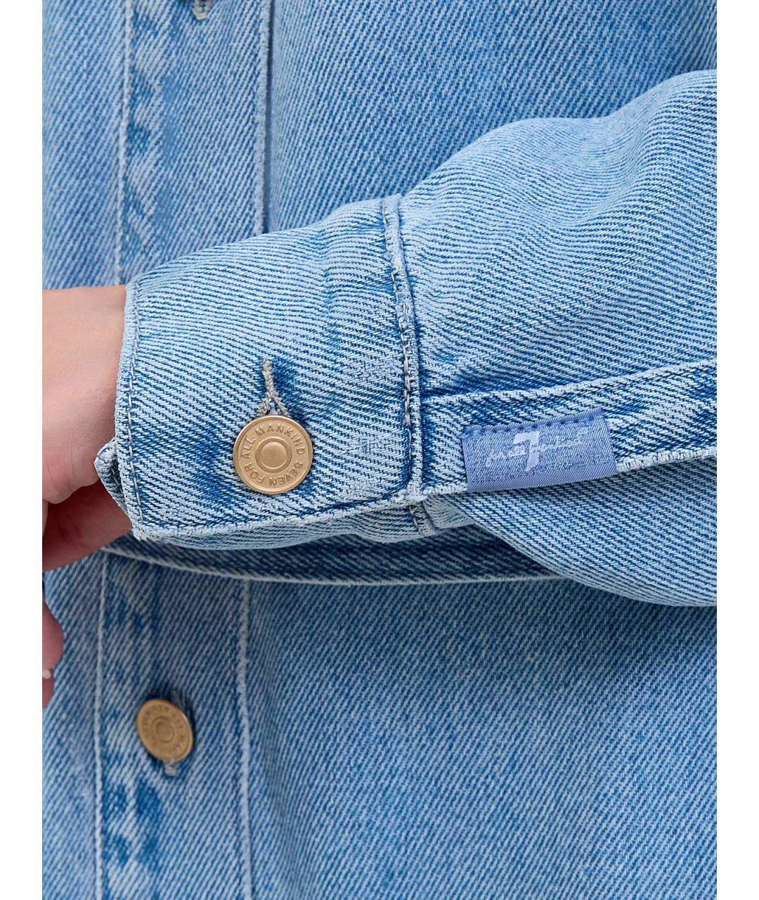 7 FOR ALL MANKIND Голубое деним повседневное платье, фото 5