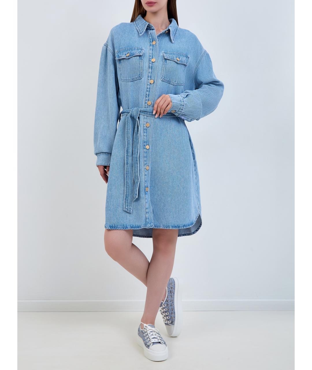 7 FOR ALL MANKIND Голубое деним повседневное платье, фото 2