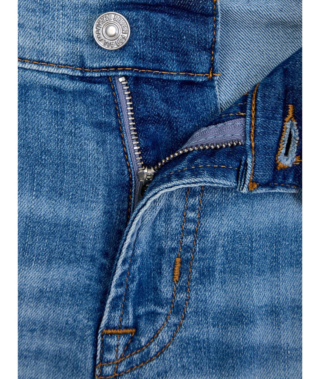 7 FOR ALL MANKIND Голубые хлопковые прямые джинсы, фото 6