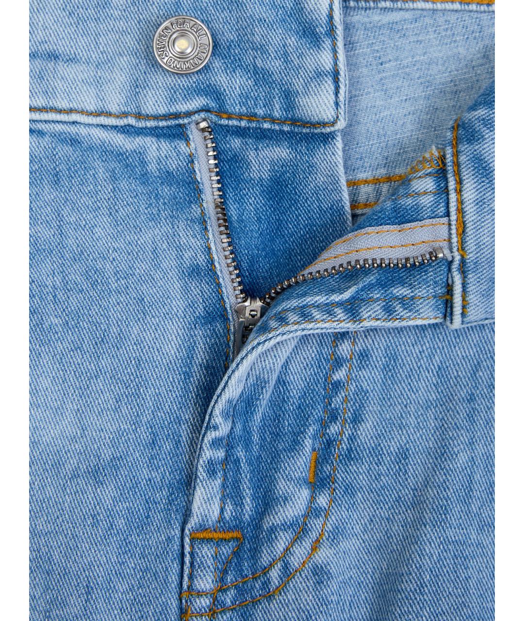7 FOR ALL MANKIND Голубые хлопковые прямые джинсы, фото 6