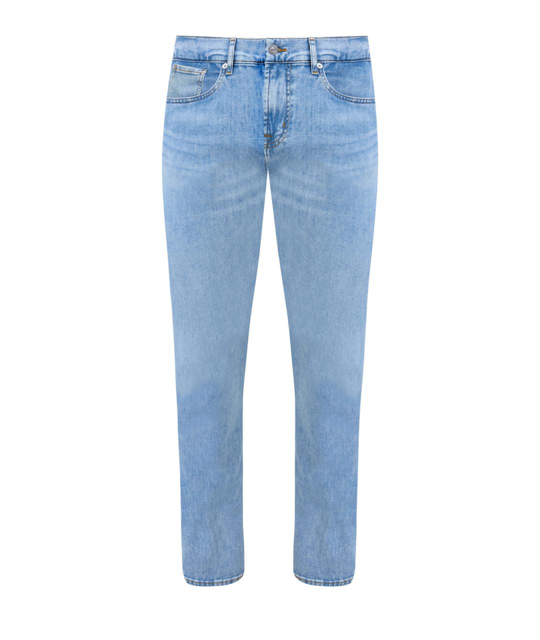 7 FOR ALL MANKIND Голубые хлопковые прямые джинсы, фото 1