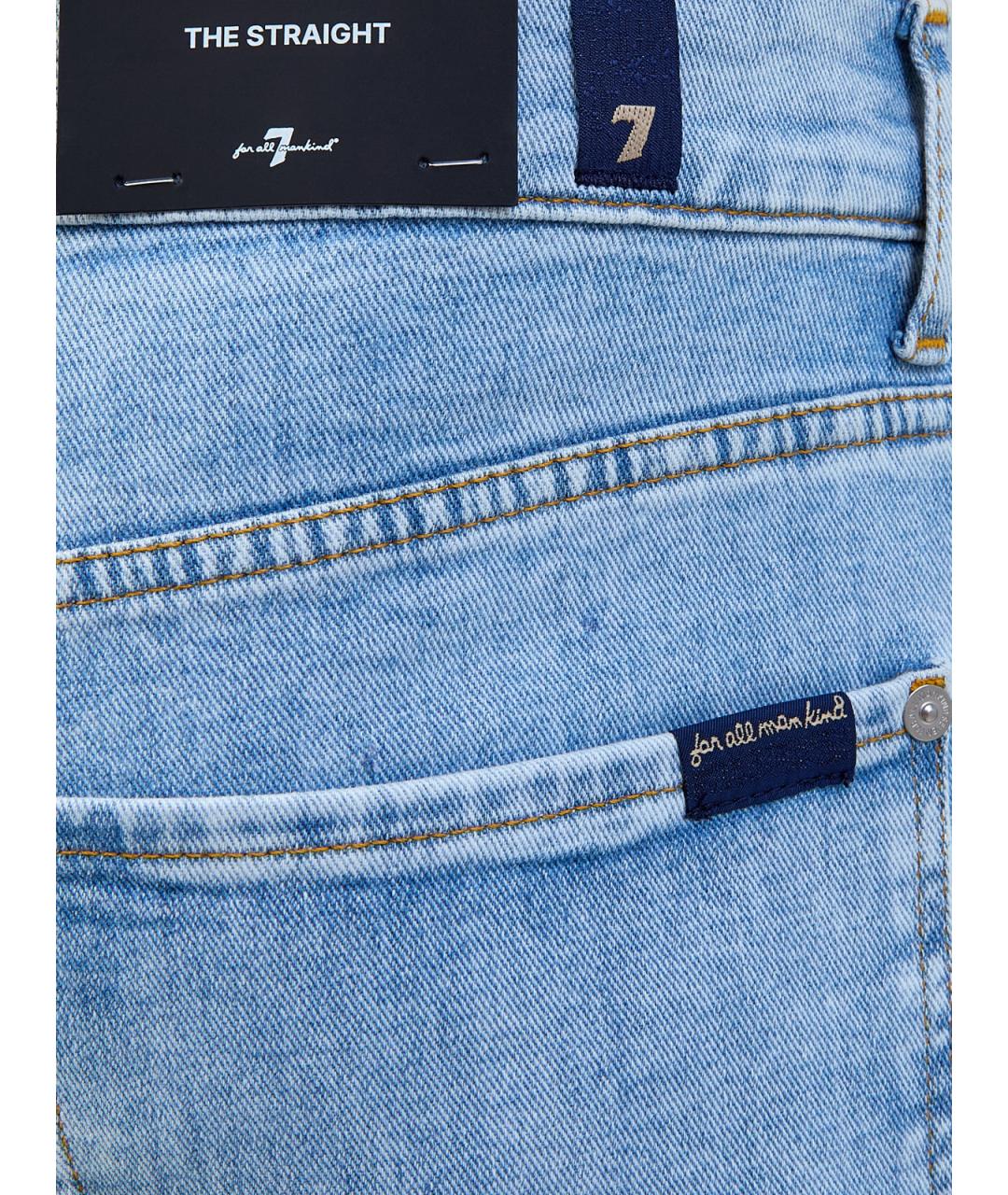 7 FOR ALL MANKIND Голубые хлопковые прямые джинсы, фото 5