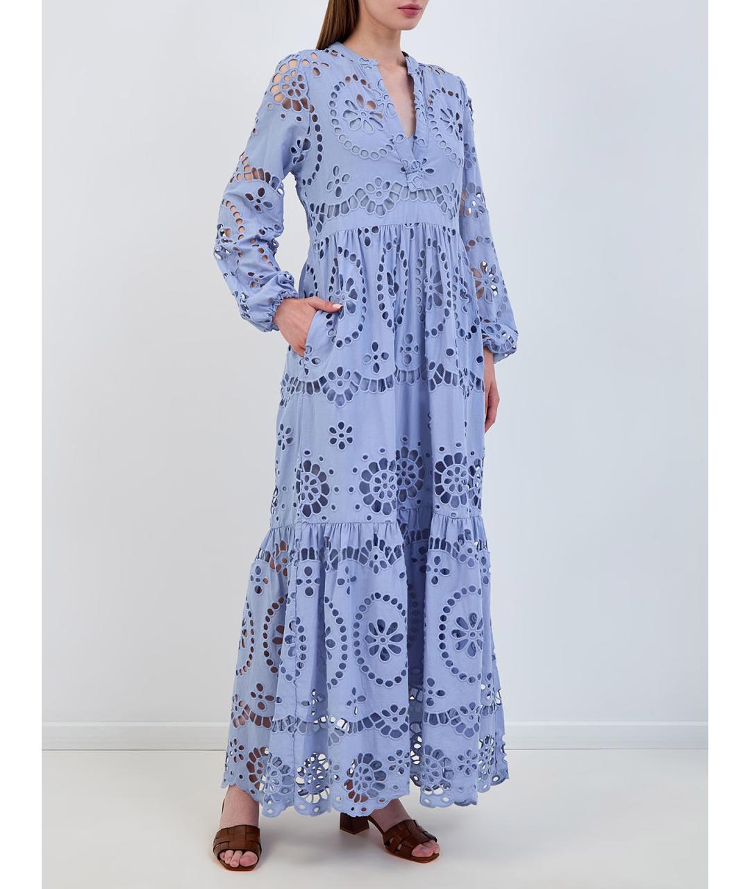 MC2 SAINT BARTH Голубое хлопковое повседневное платье, фото 3