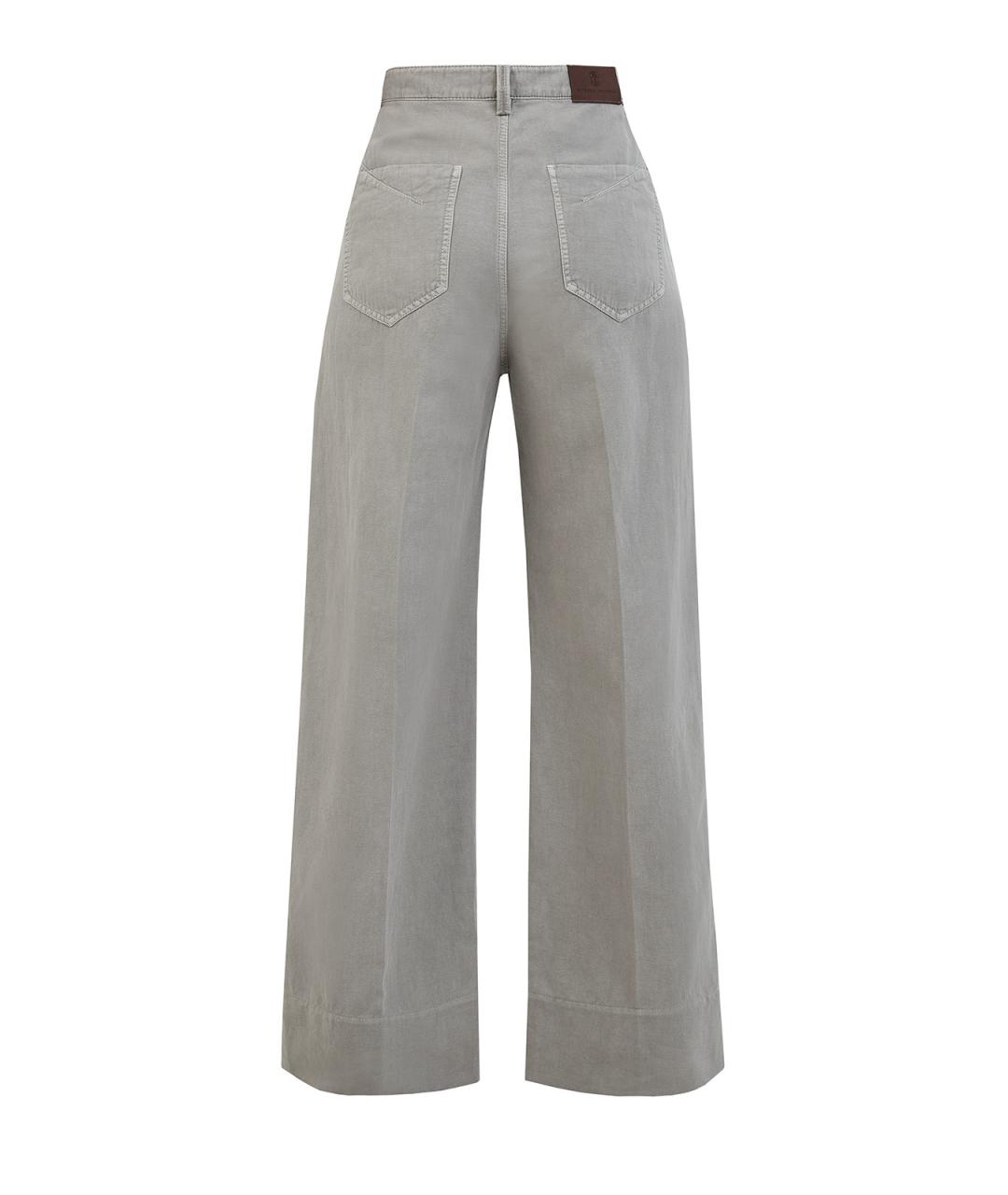 BRUNELLO CUCINELLI Зеленые хлопковые прямые джинсы, фото 2