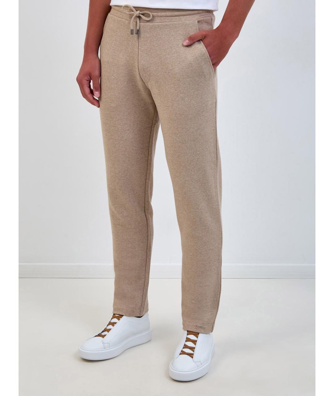 CANALI Бежевые хлопковые повседневные брюки, фото 3