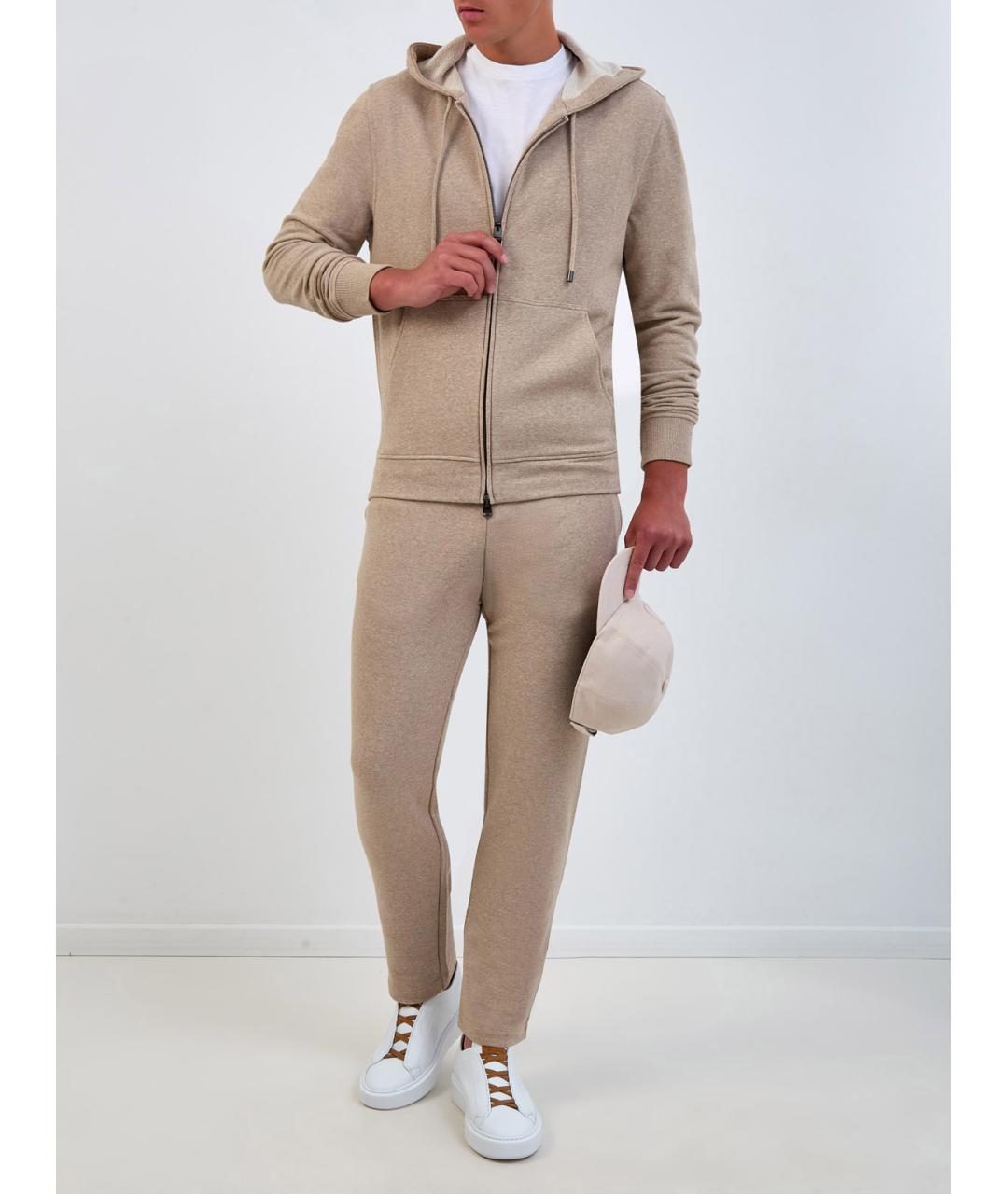 CANALI Бежевые хлопковые повседневные брюки, фото 2