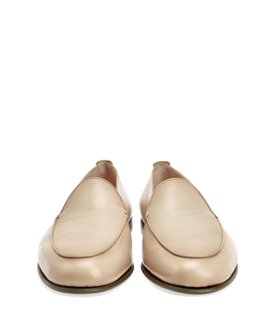 SANTONI Бежевые кожаные лоферы, фото 5