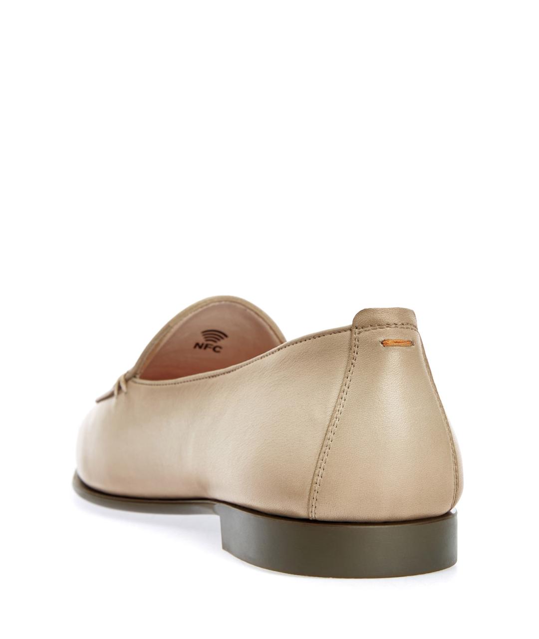 SANTONI Бежевые кожаные лоферы, фото 4