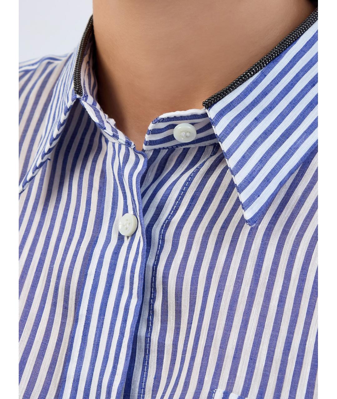 BRUNELLO CUCINELLI Синяя льняная рубашка, фото 5