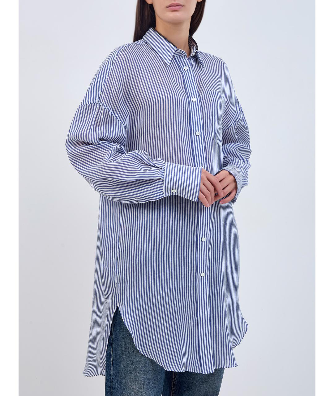 BRUNELLO CUCINELLI Синяя льняная рубашка, фото 3