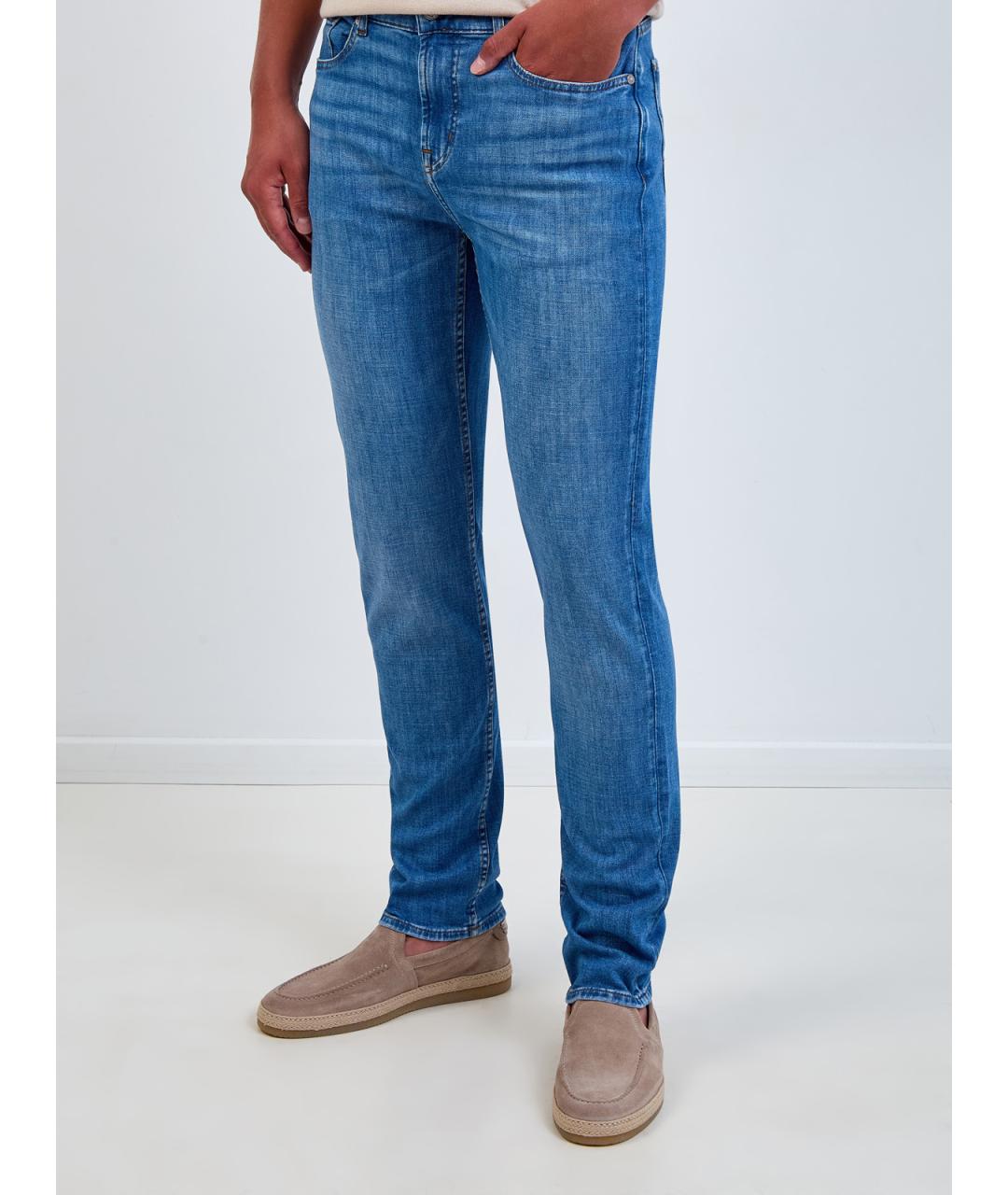 7 FOR ALL MANKIND Синие хлопковые джинсы скинни, фото 3