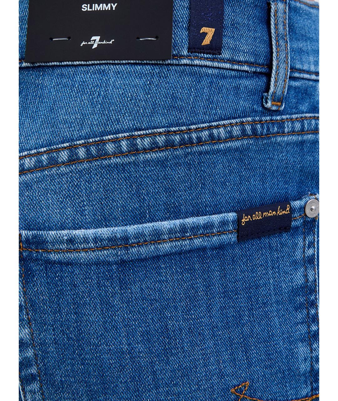 7 FOR ALL MANKIND Синие хлопковые джинсы скинни, фото 5