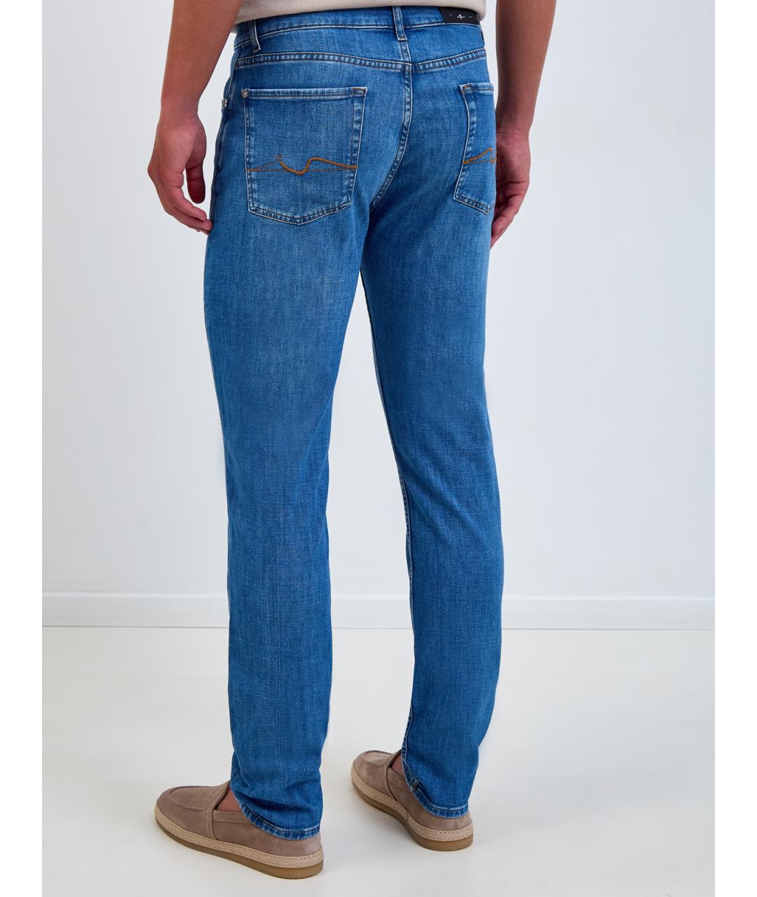 7 FOR ALL MANKIND Синие хлопковые джинсы скинни, фото 4