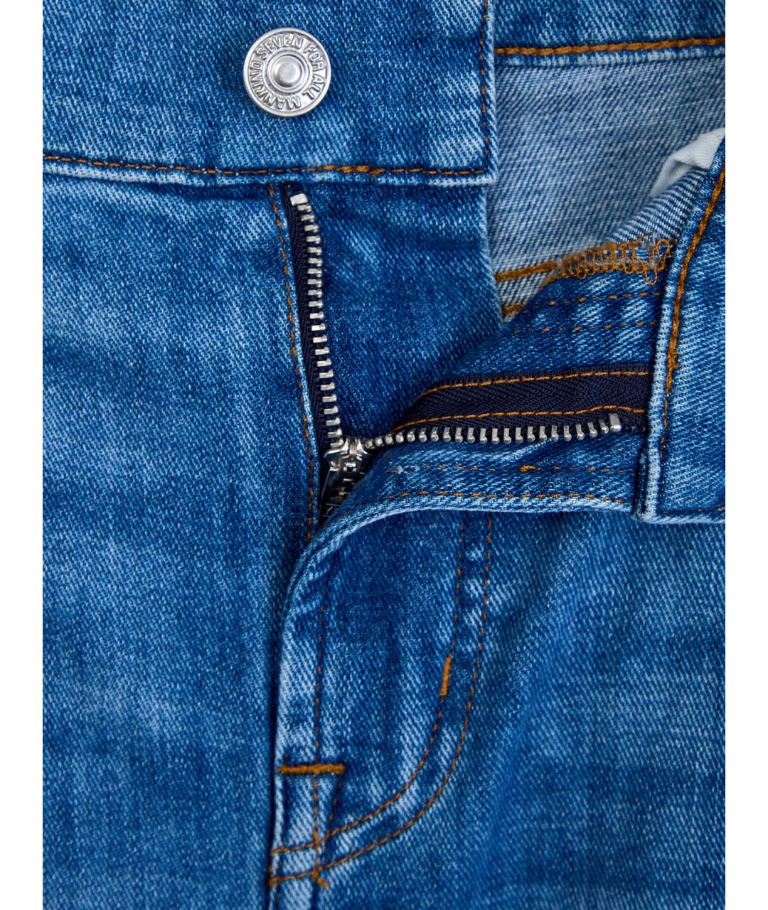 7 FOR ALL MANKIND Синие хлопковые джинсы скинни, фото 6