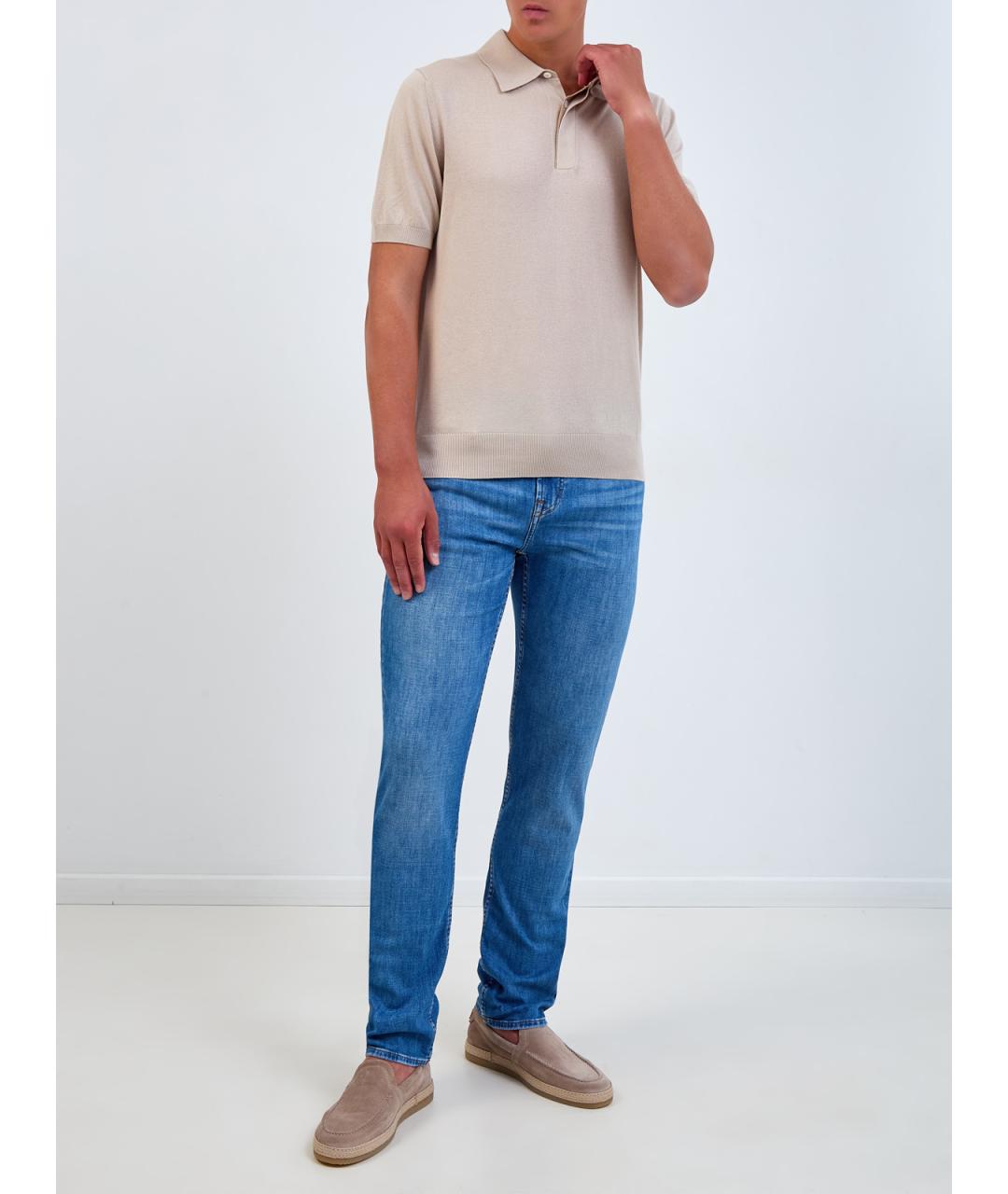 7 FOR ALL MANKIND Синие хлопковые джинсы скинни, фото 2