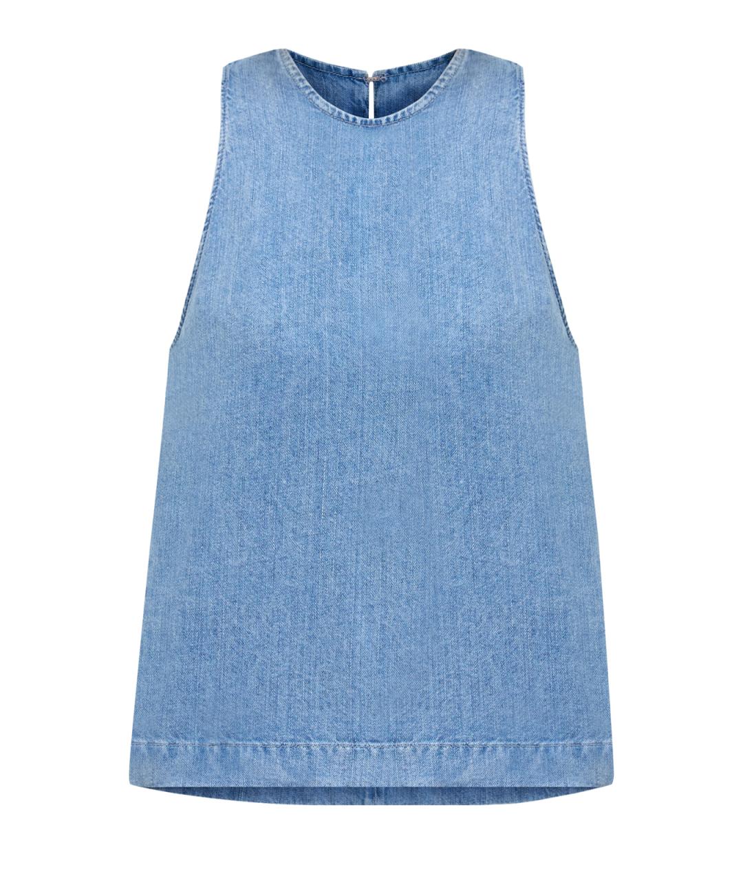 7 FOR ALL MANKIND Голубая хлопковая майка, фото 1