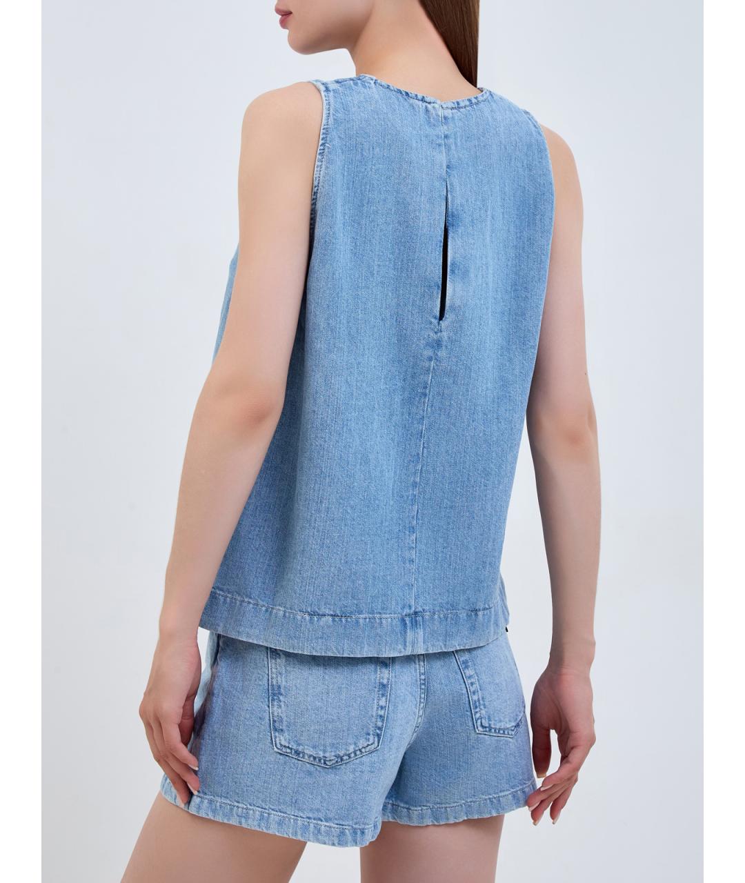 7 FOR ALL MANKIND Голубая хлопковая майка, фото 4