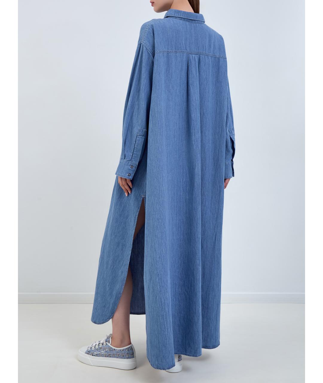 7 FOR ALL MANKIND Синее хлопковое повседневное платье, фото 4