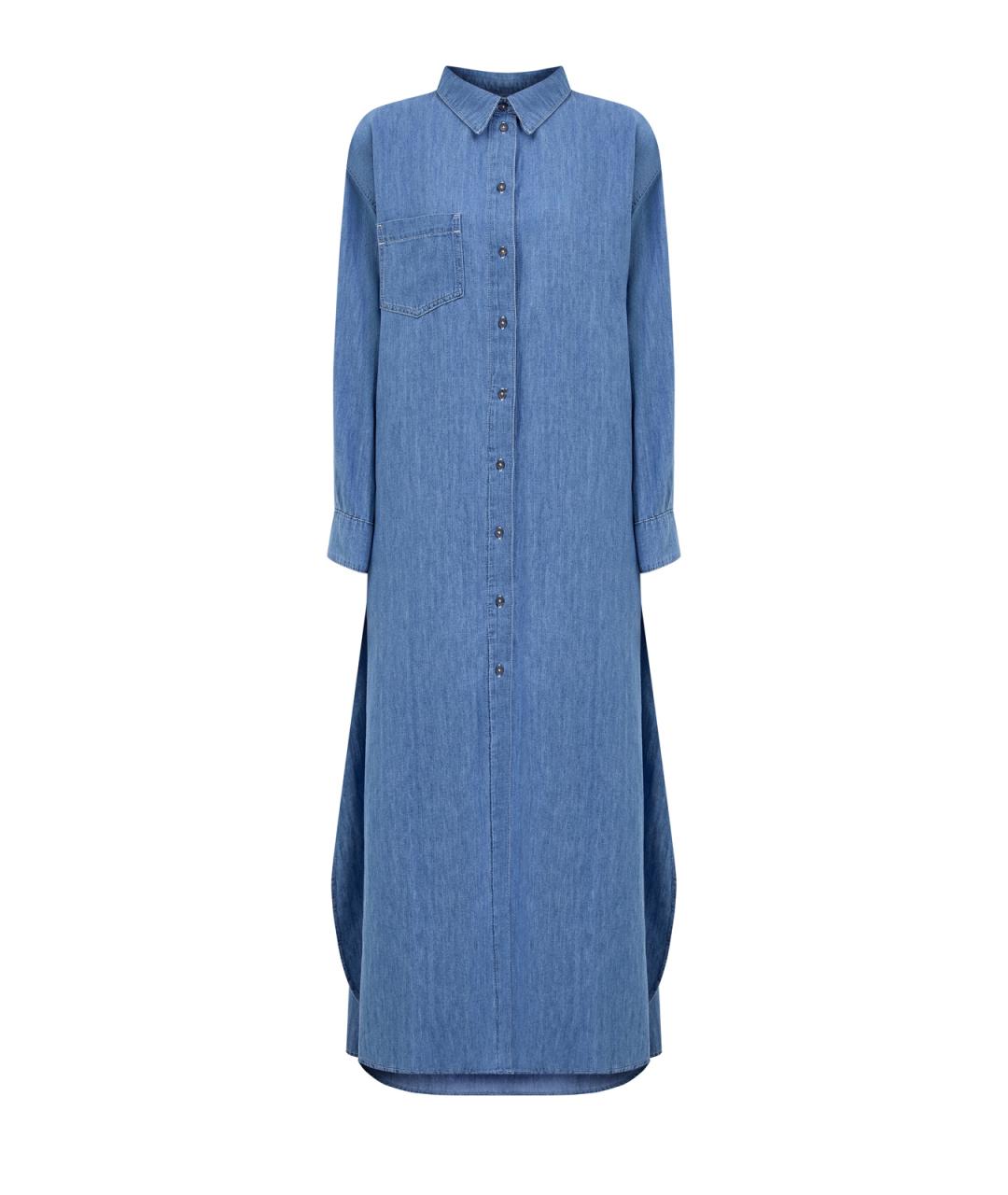 7 FOR ALL MANKIND Синее хлопковое повседневное платье, фото 1