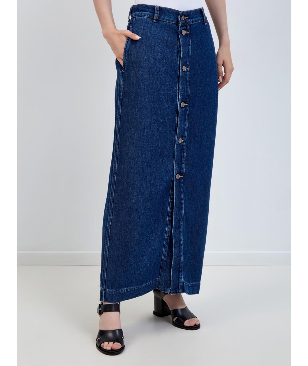 7 FOR ALL MANKIND Синяя юбка макси, фото 3