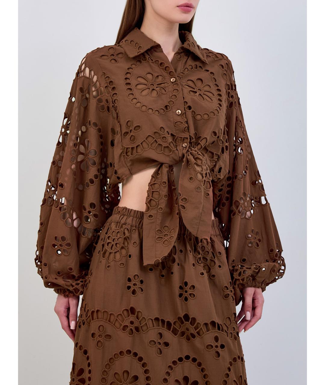 MC2 SAINT BARTH Коричневая хлопковая блузы, фото 3
