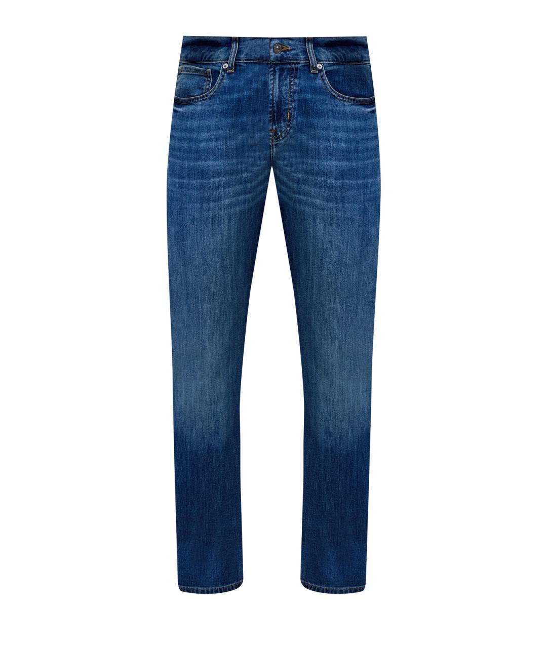 7 FOR ALL MANKIND Синие хлопковые прямые джинсы, фото 1