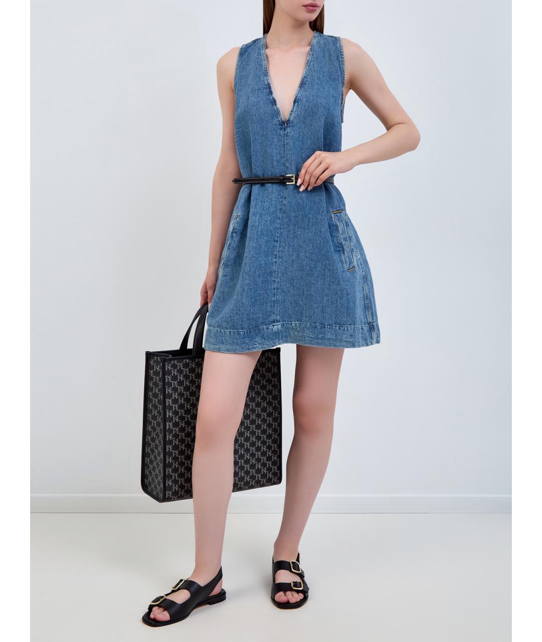 7 FOR ALL MANKIND Синее хлопковое повседневное платье, фото 2