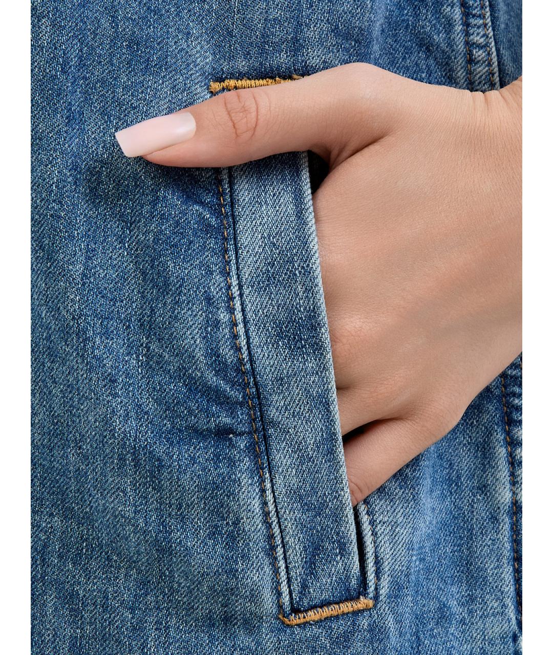 7 FOR ALL MANKIND Синее хлопковое повседневное платье, фото 5