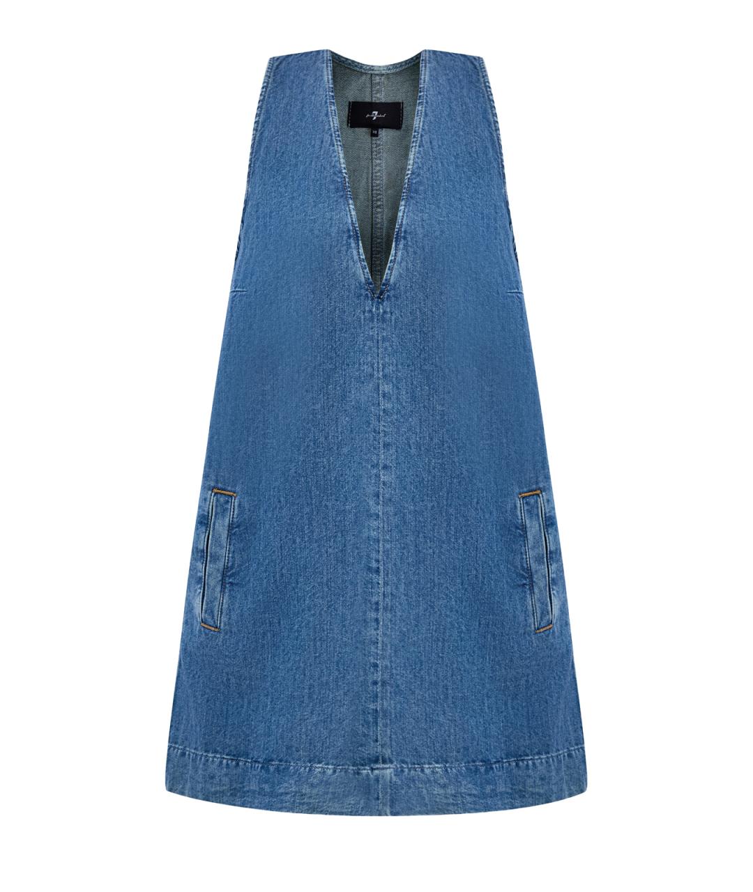 7 FOR ALL MANKIND Синее хлопковое повседневное платье, фото 1