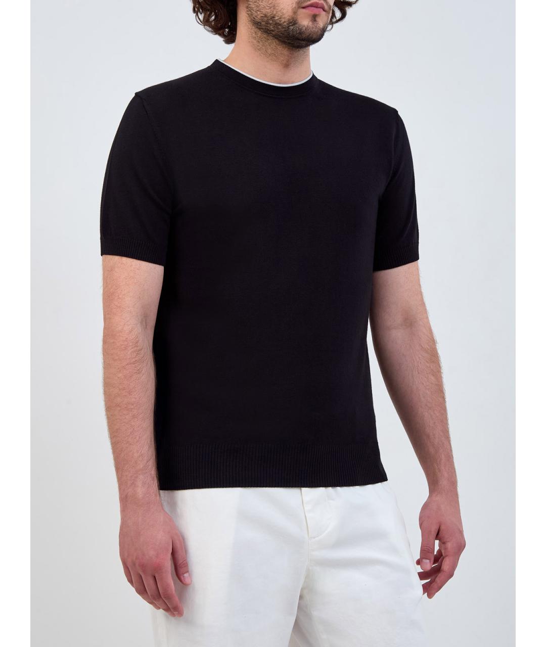 CANALI Черный хлопковый джемпер / свитер, фото 3