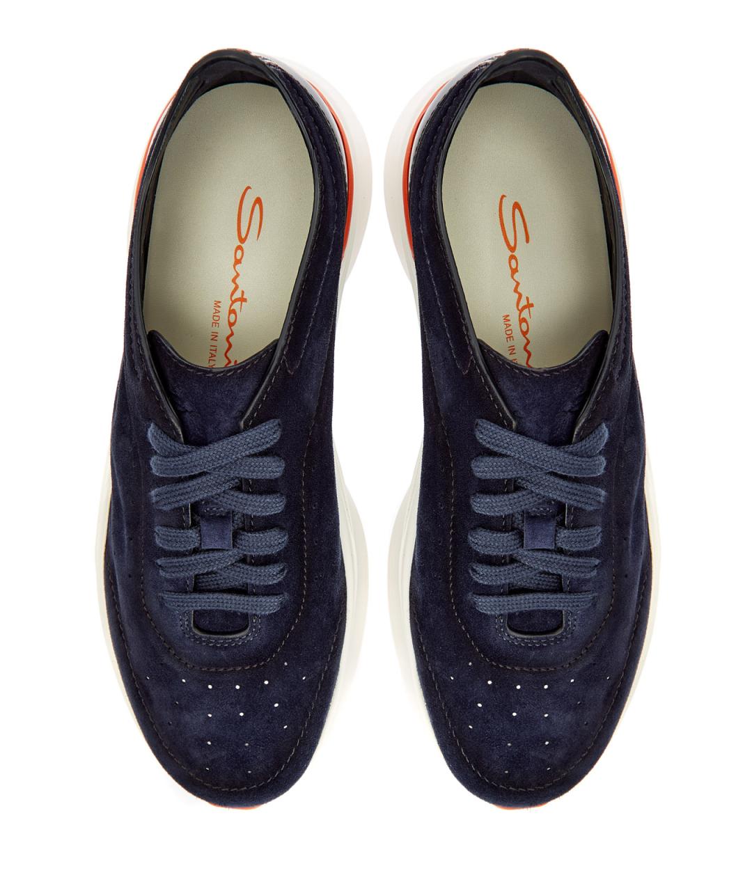 SANTONI Синие замшевые низкие кроссовки / кеды, фото 6