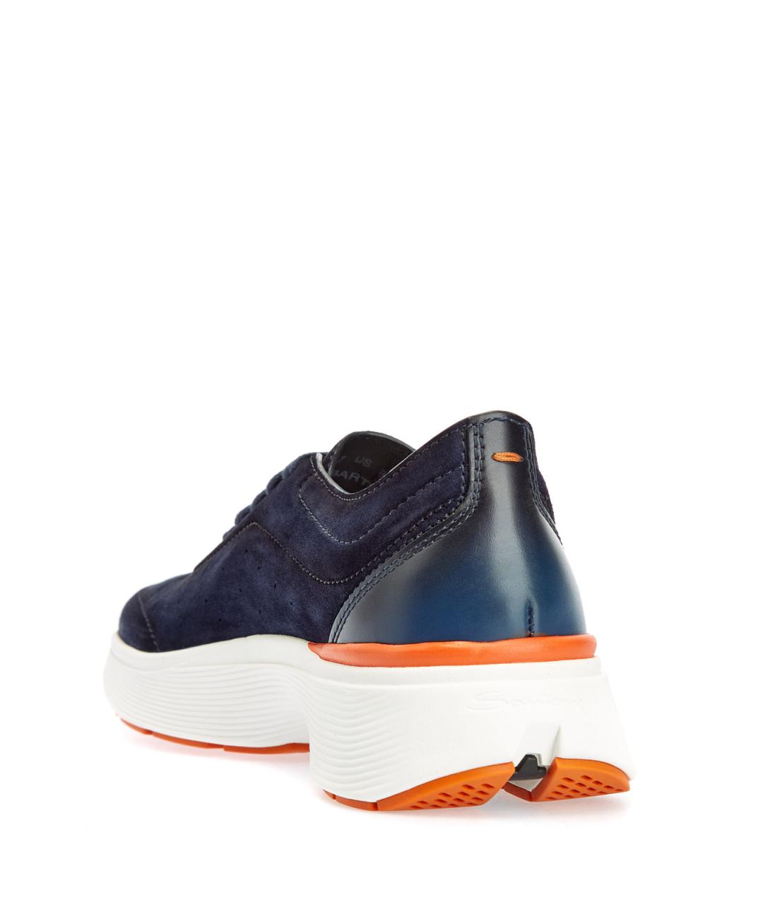 SANTONI Синие замшевые низкие кроссовки / кеды, фото 4