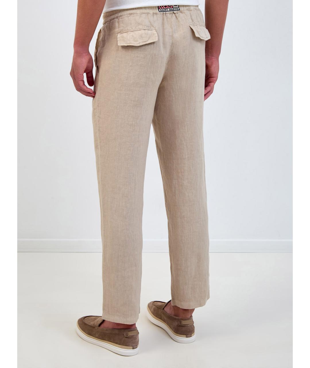 MC2 SAINT BARTH Бежевые льняные повседневные брюки, фото 4