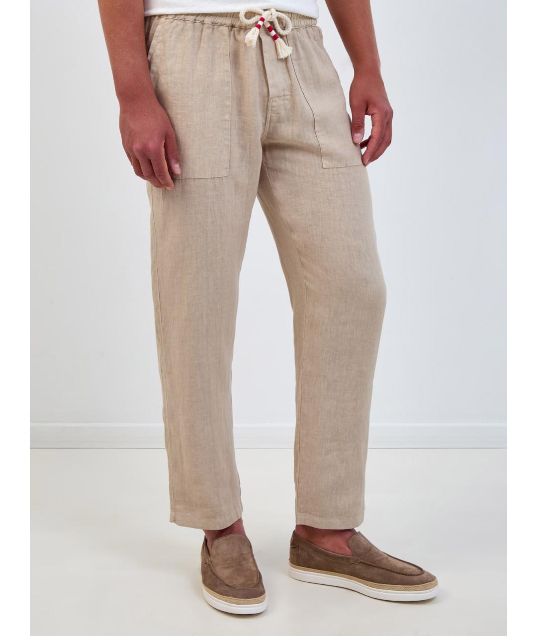MC2 SAINT BARTH Бежевые льняные повседневные брюки, фото 3
