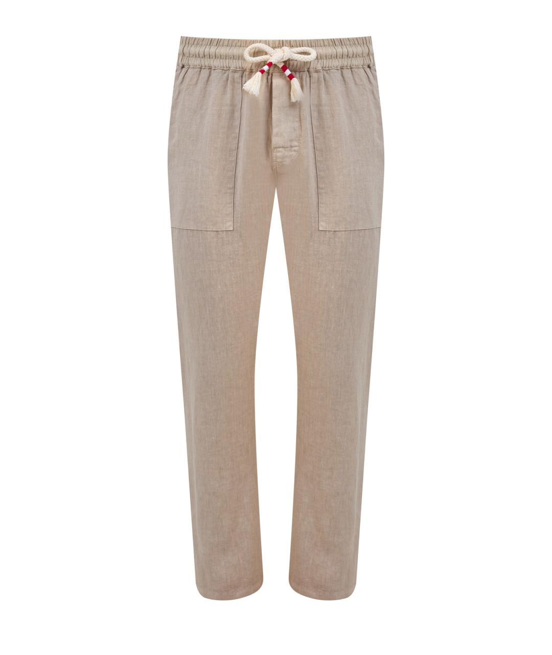 MC2 SAINT BARTH Бежевые льняные повседневные брюки, фото 1