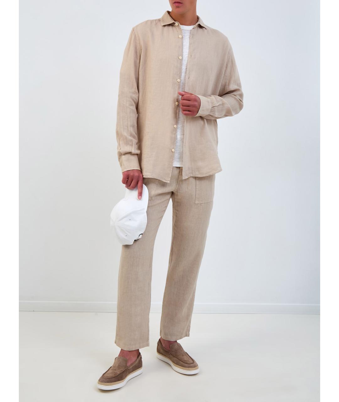 MC2 SAINT BARTH Бежевые льняные повседневные брюки, фото 2