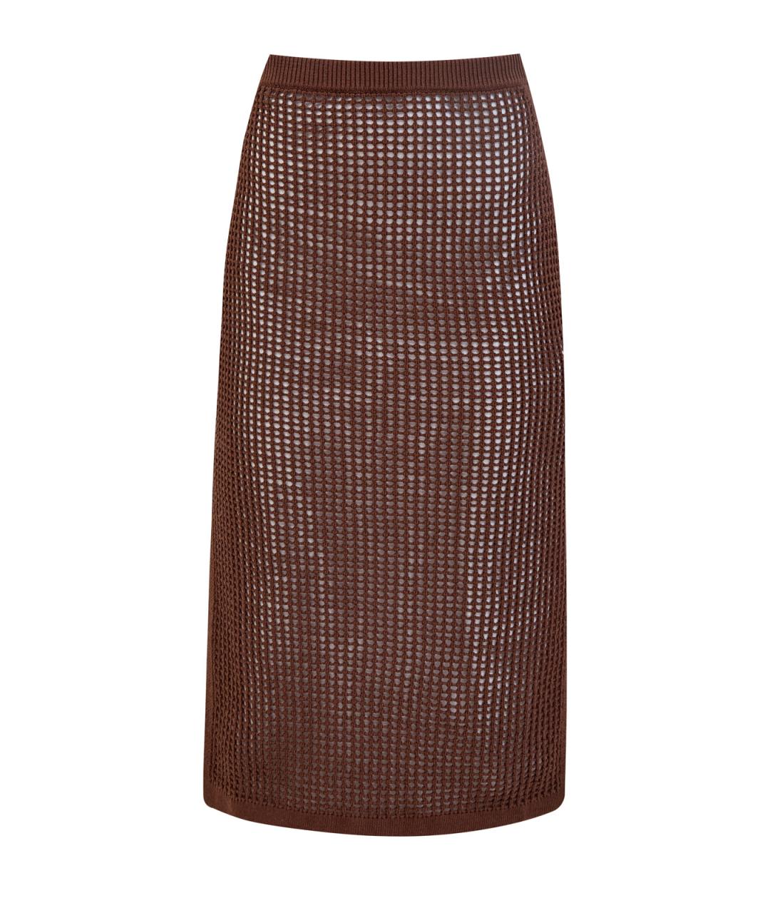 MC2 SAINT BARTH Коричневая хлопковая юбка миди, фото 1