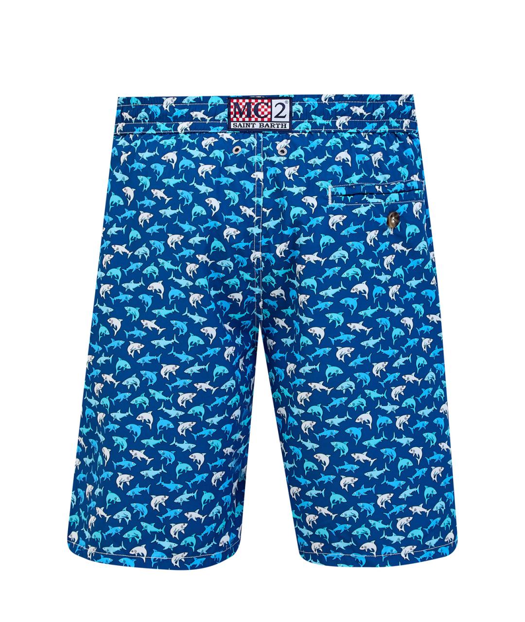 MC2 SAINT BARTH Синие полиэстеровые шорты, фото 2
