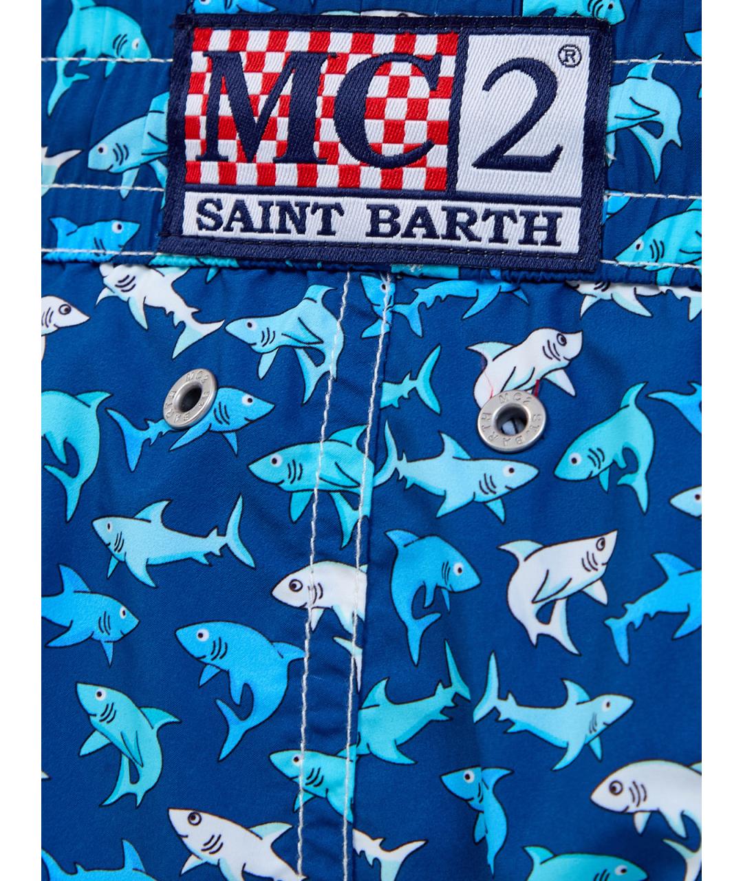 MC2 SAINT BARTH Синие полиэстеровые шорты, фото 3