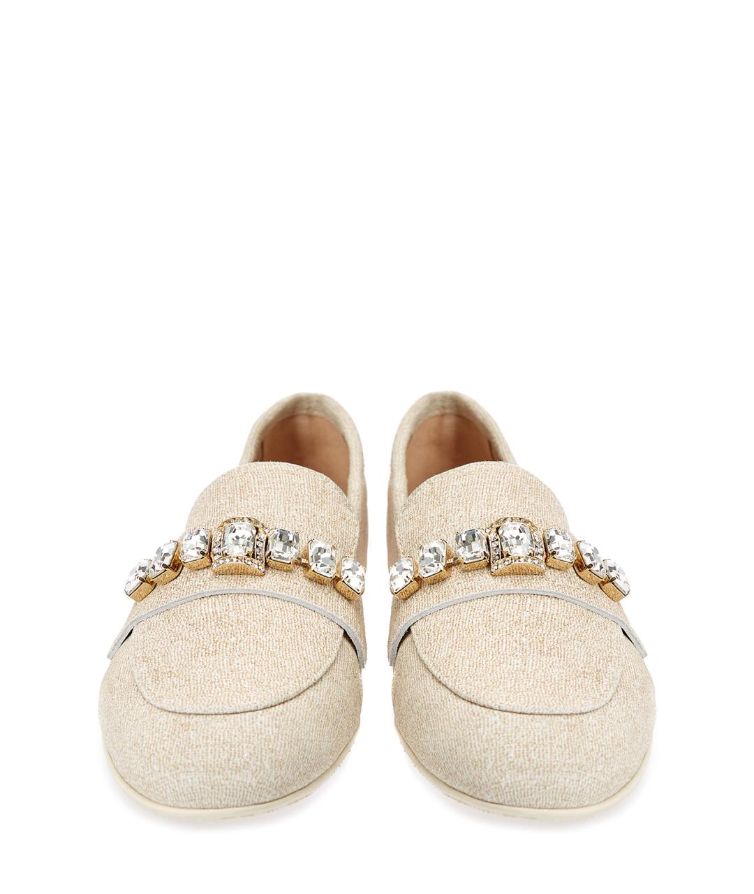 CASADEI Бежевые текстильные лоферы, фото 5