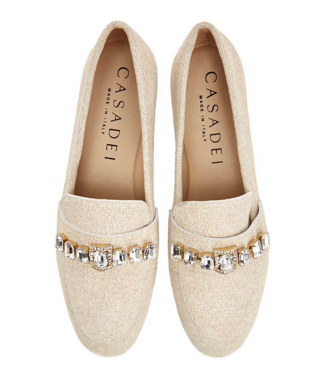 CASADEI Бежевые текстильные лоферы, фото 6