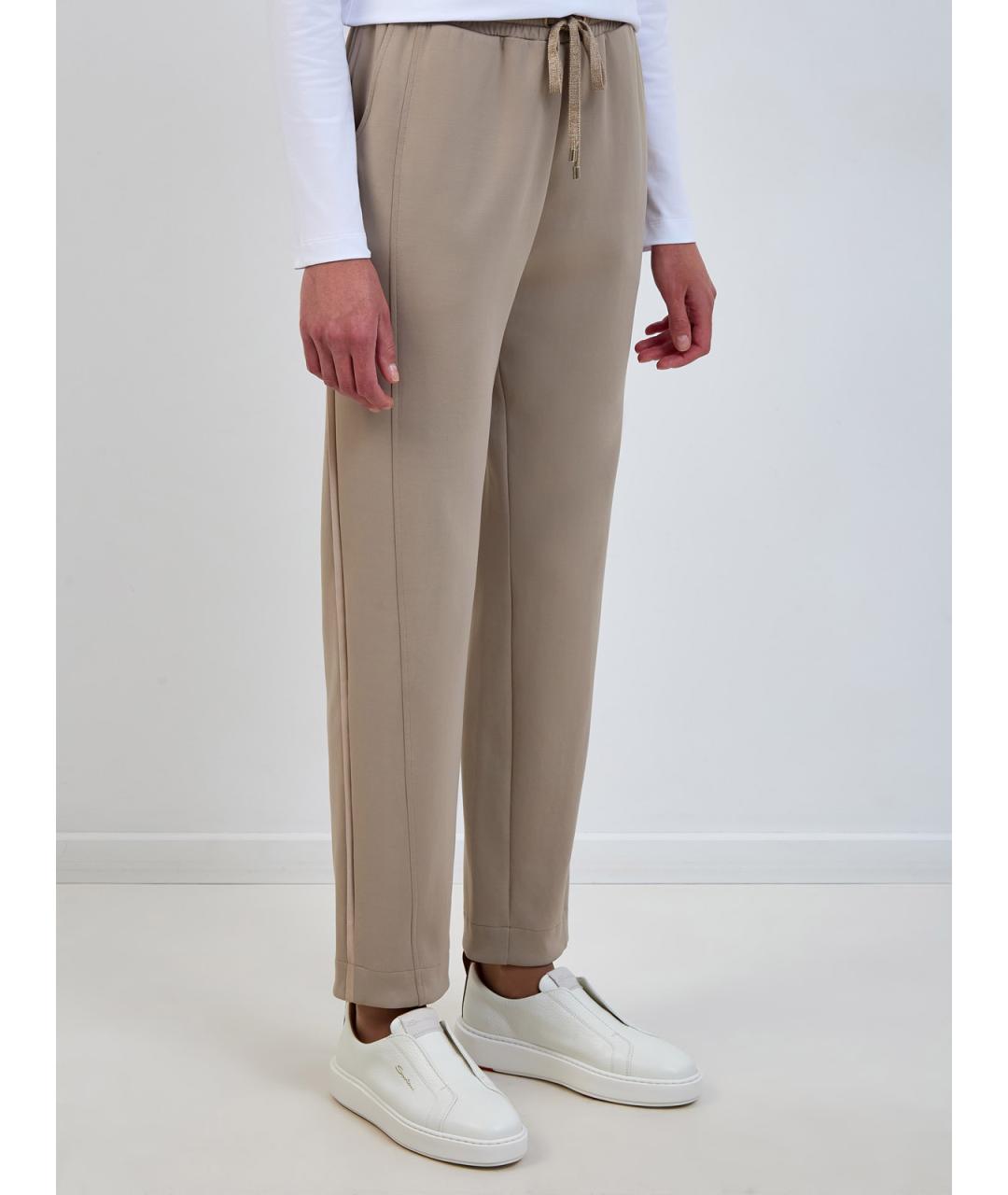 LORENA ANTONIAZZI Бежевые хлопковые прямые брюки, фото 3