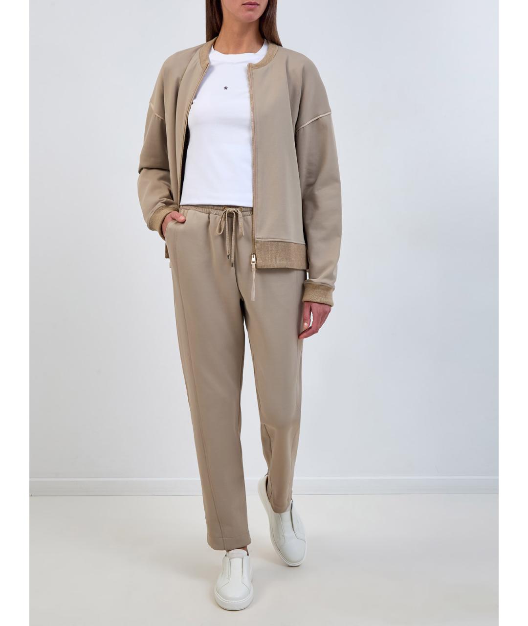 LORENA ANTONIAZZI Бежевые хлопковые прямые брюки, фото 2