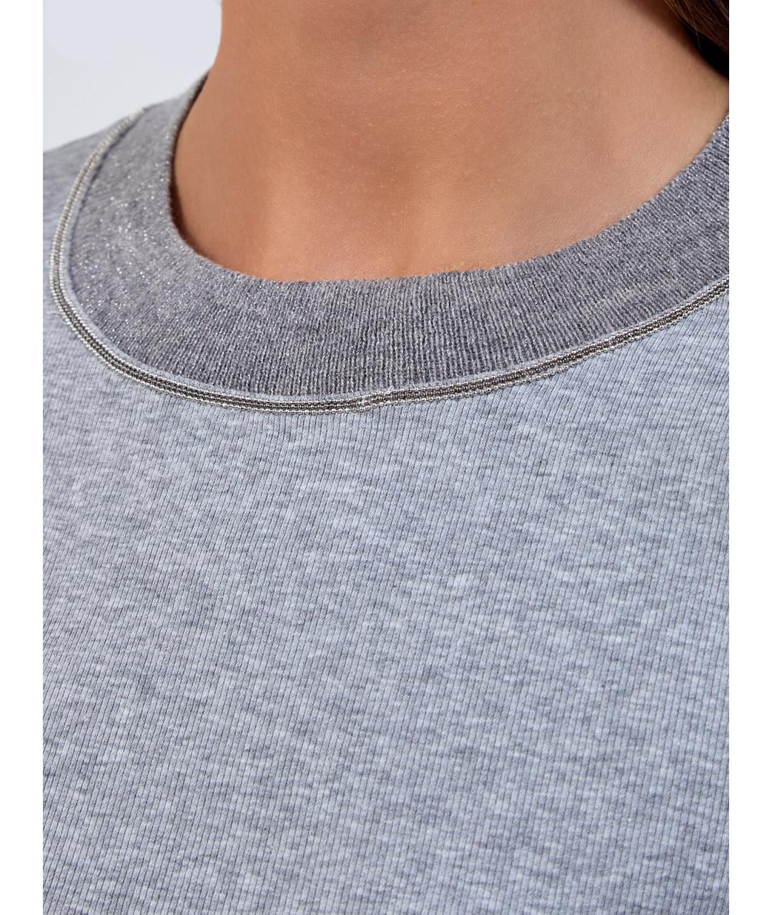 PESERICO Серый хлопковый джемпер / свитер, фото 5
