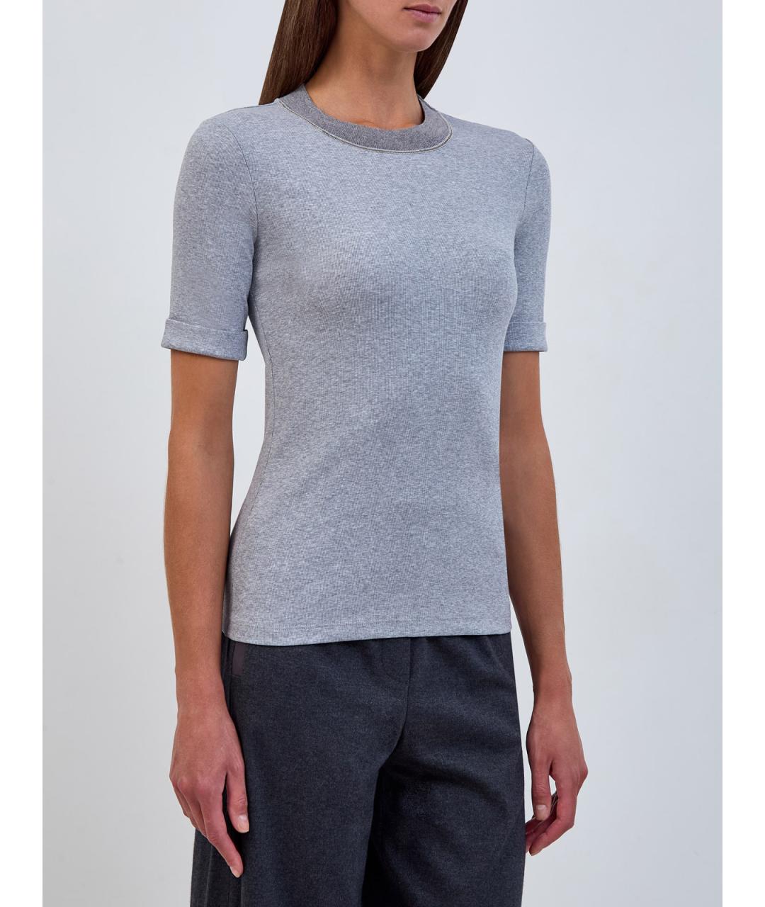 PESERICO Серый хлопковый джемпер / свитер, фото 3