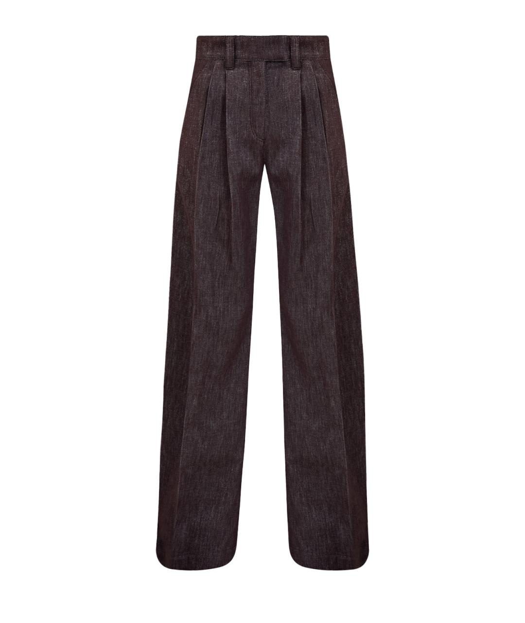 BRUNELLO CUCINELLI Коричневые хлопковые прямые брюки, фото 1