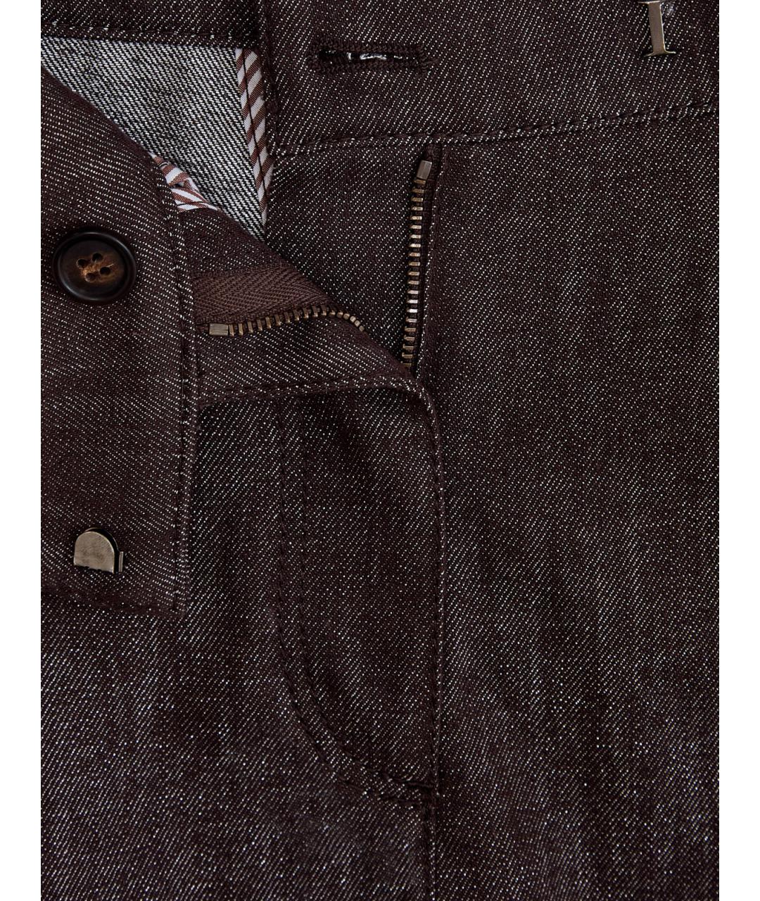 BRUNELLO CUCINELLI Коричневые хлопковые прямые брюки, фото 6