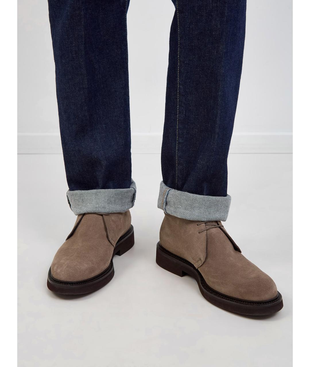 PESERICO Бежевые кожаные низкие ботинки, фото 2