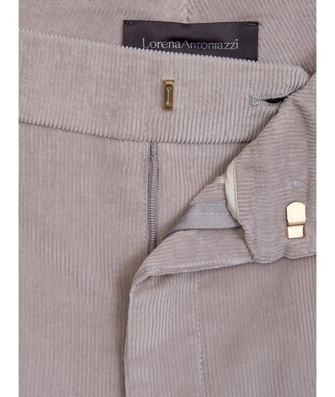 LORENA ANTONIAZZI Серые хлопковые прямые брюки, фото 4